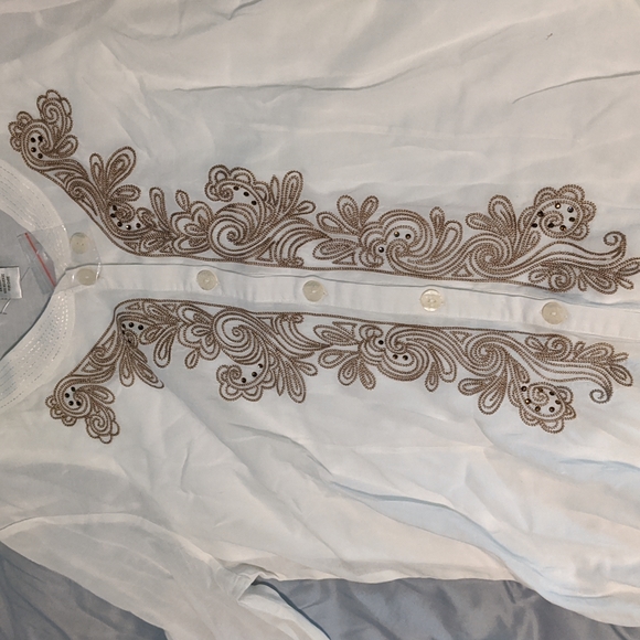 Embroidered PL Button Down Blouse - Picture 3 of 8